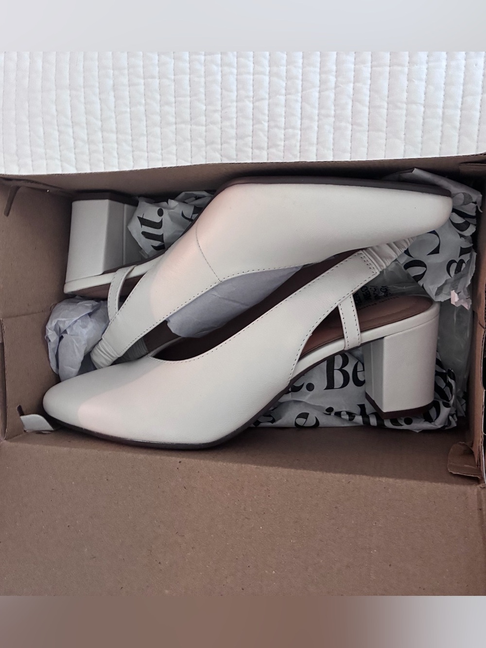 Hush Puppies White Slingback Block Heel Pumps